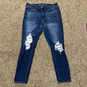 american eagle high rise ripped jeans size 14